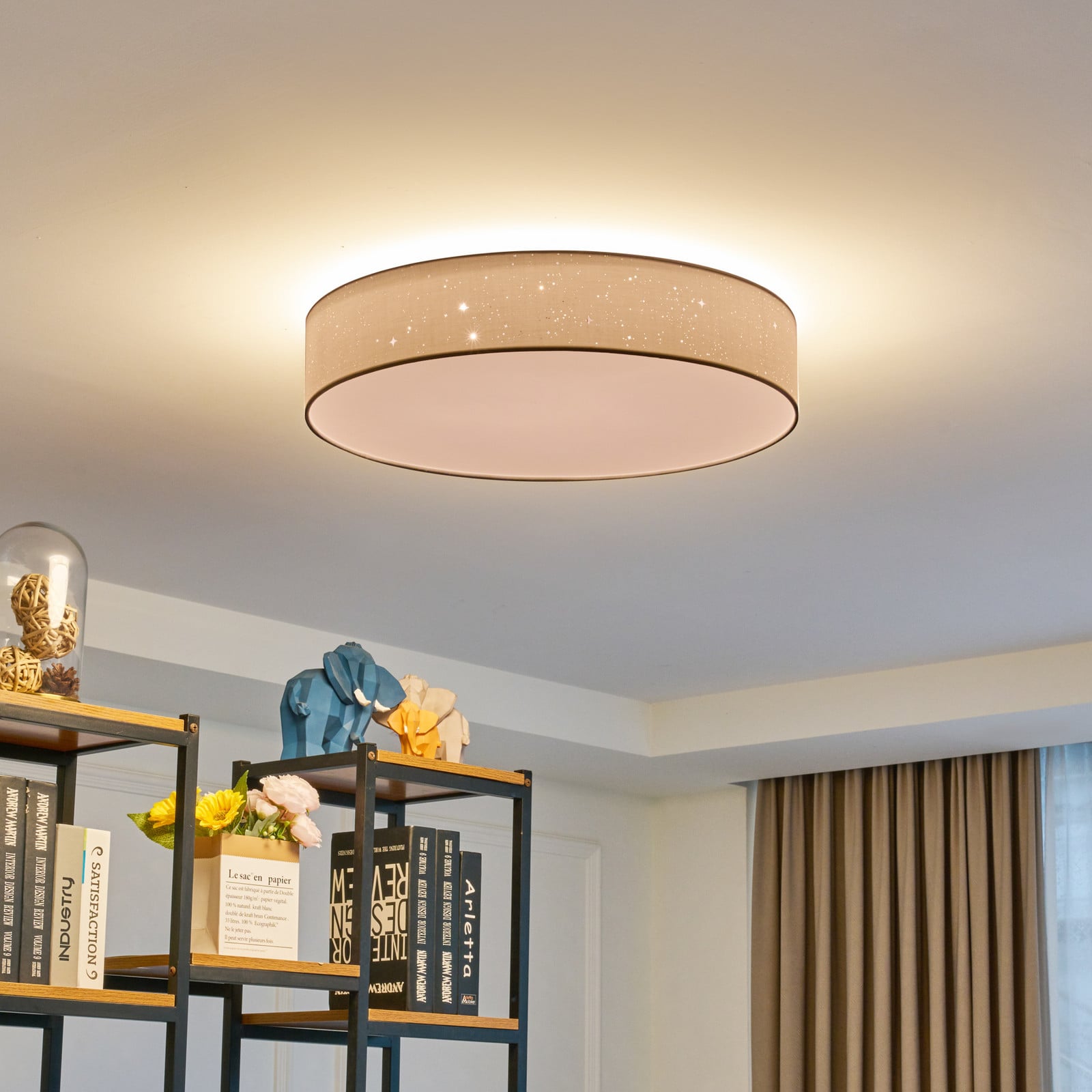 Ellamina LED Loftlampe Ø60 White - Lindby - Stue - Moderne - Stof / tekstil - Rund