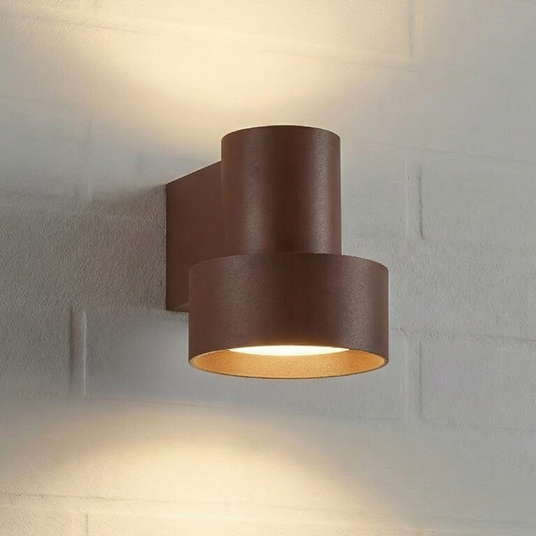 Elune udendørs LED-væglampe, brun, IP44, op/ned Lucande - Moderne - Aluminium - Med én lyskilde