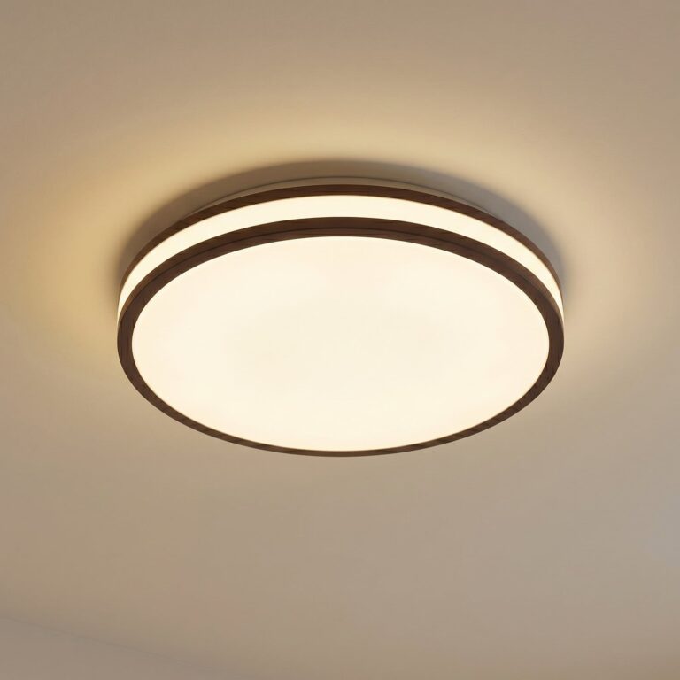 Emiva LED-loftlampe, mørkt træ, CCT, Ø 40 cm Lindby - Stue - Moderne - Med én lyskilde