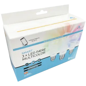FESH Smart Home LED Pære 3 Pak - Multicolor E27 9w Ø 60