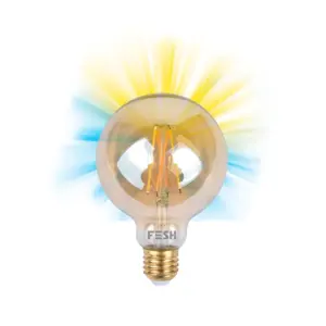 FESH Smart Home LED Pære - Kold/varm Deko E27 5,5w Amber Ø 95