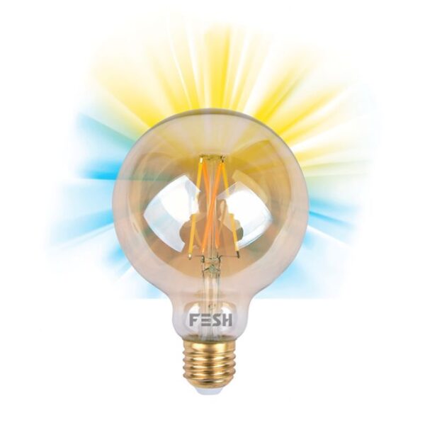 FESH Smart Home LED Pære - Kold/varm Deko E27 5,5w Amber Ø 95