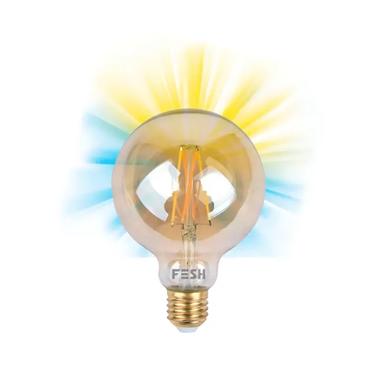FESH Smart Home LED Pære - Kold/varm Deko E27 5,5w Amber Ø 95