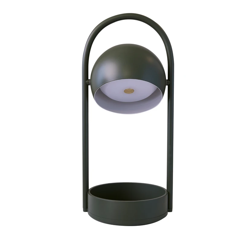 FRANDSEN - Ball bærbar LED-bordlampe med batteri, olivengrøn