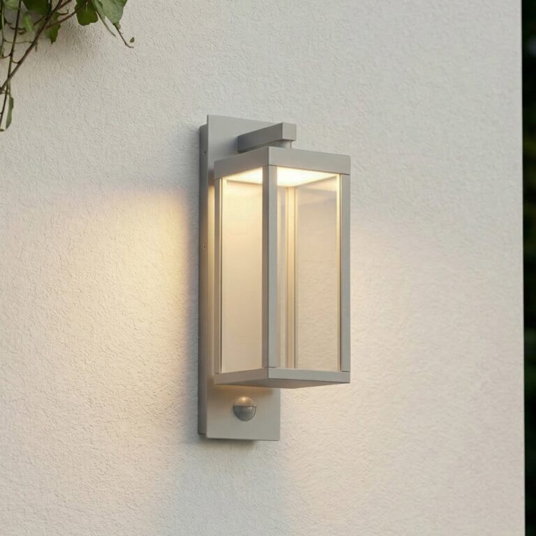 Ferdinand udendørs LED-væglampe, sensor, stengrå Lucande - Moderne - Aluminium - Kantet