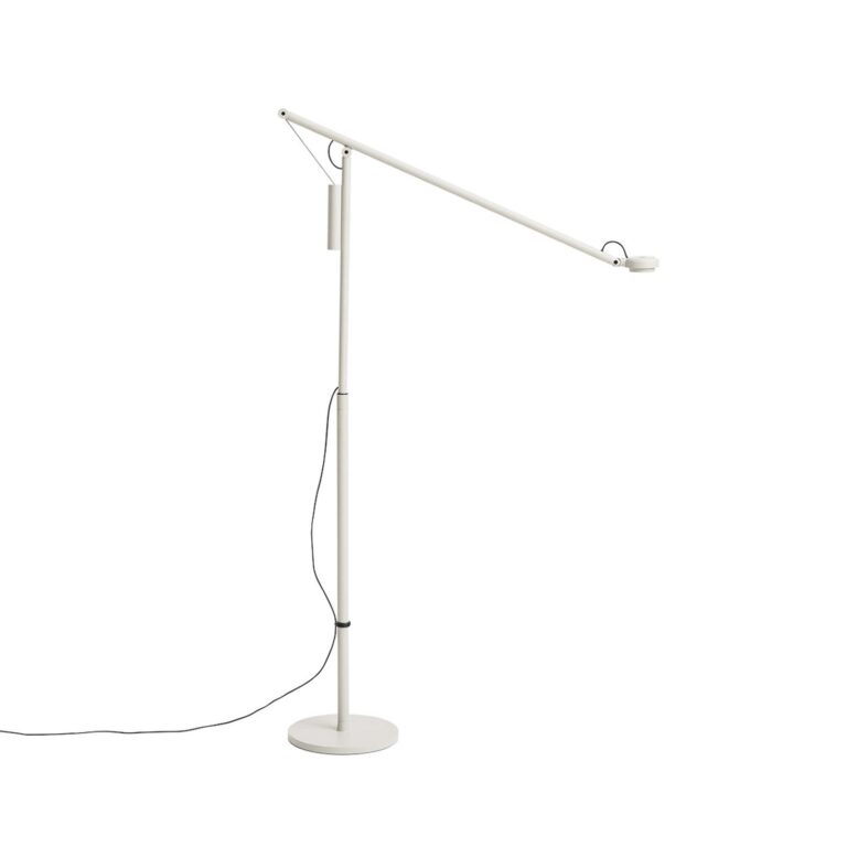 Fifty-Fifty LED-gulvlampe, grå, højde 135 cm, dæmpbar – HAY - Stue - Design - Aluminium - Med én lyskilde