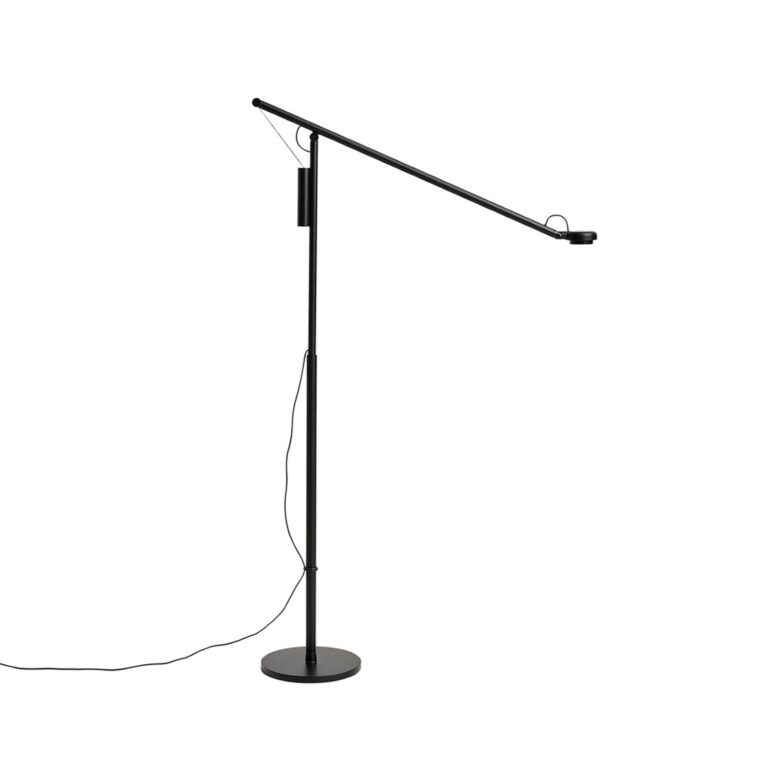 Fifty-Fifty LED-gulvlampe, sort, højde 135 cm, dæmpbar – HAY - Stue - Design - Aluminium - Med én lyskilde