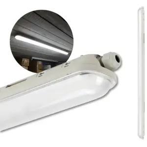 Fladt LED Armatur 120cm - 4000K - 6000lm - 40W - IP65 - LINKER - Grå