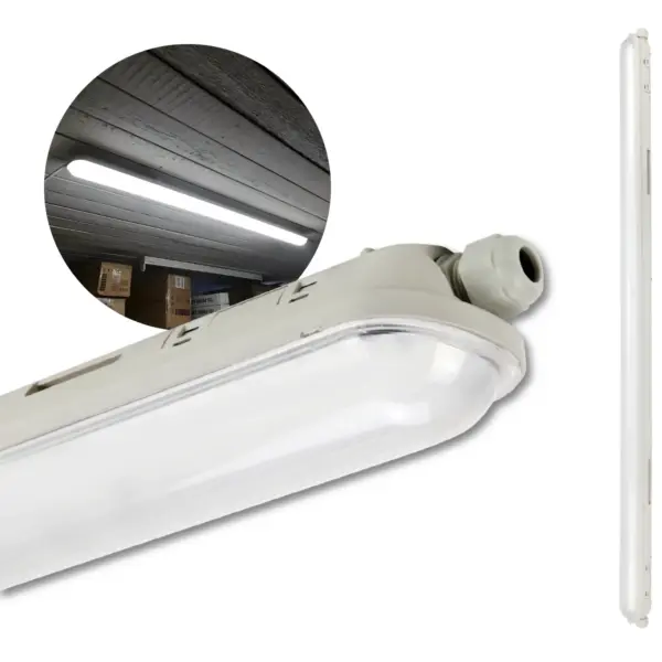 Fladt LED Armatur 120cm - 4000K - 6000lm - 40W - IP65 - LINKER - Grå