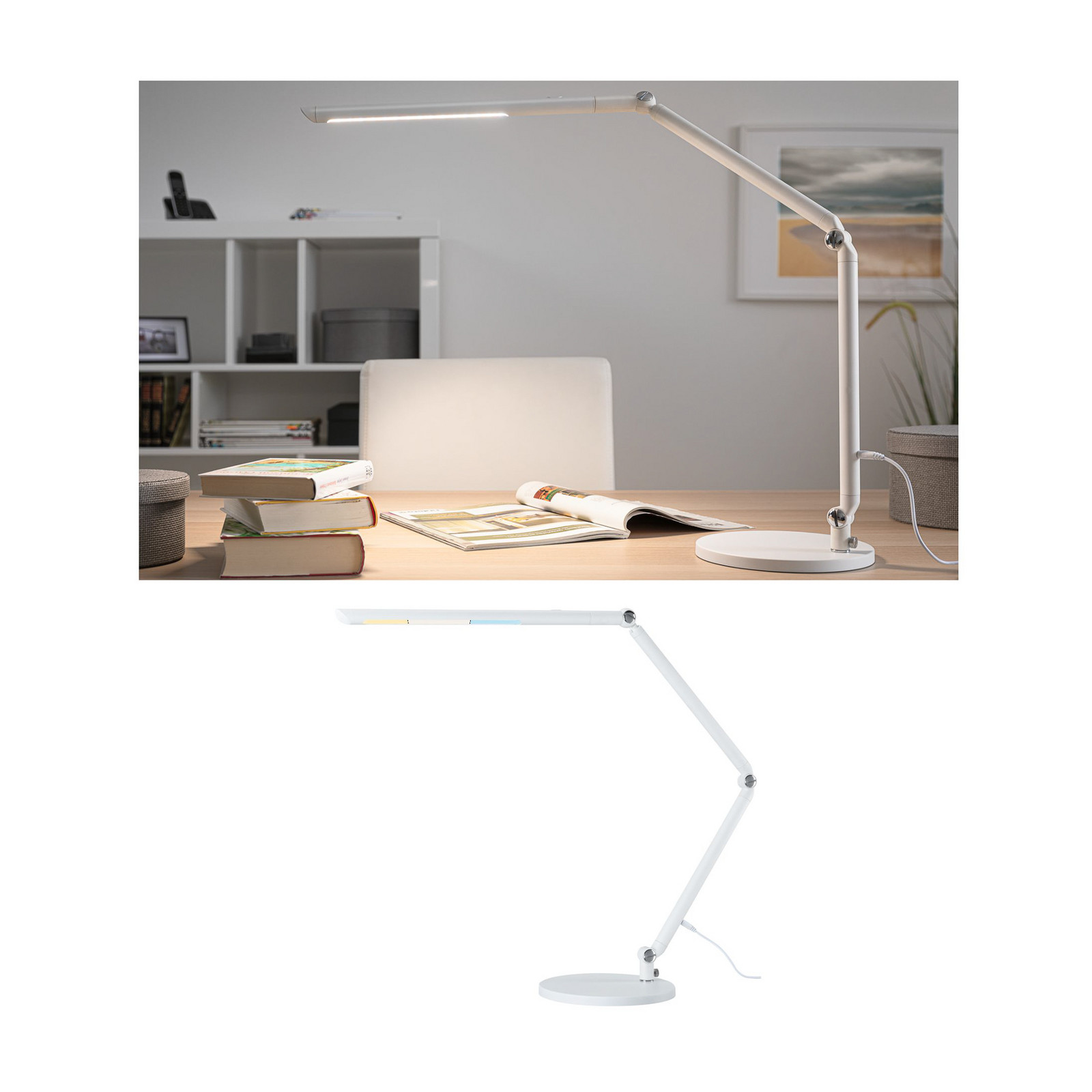FlexBar LED-skrivebordslampe, hvid, 36 cm, CCT – Paulmann - Kontor / arbejdsværelse - Moderne - Metal - Med én lyskilde