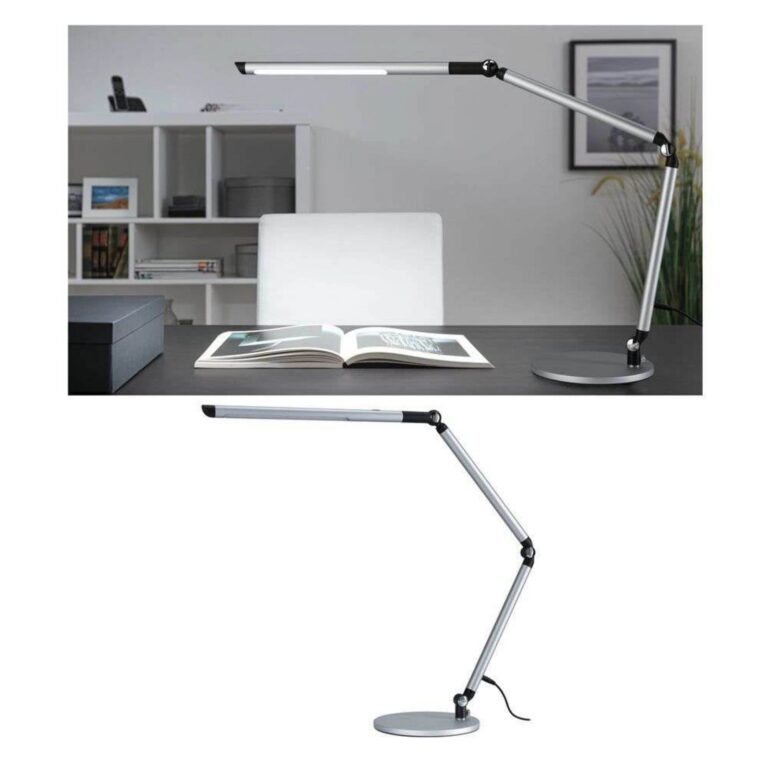 FlexBar LED-skrivebordslampe, sølv, 36 cm, CCT – Paulmann - Kontor / arbejdsværelse - Moderne - Aluminium - Med skærm
