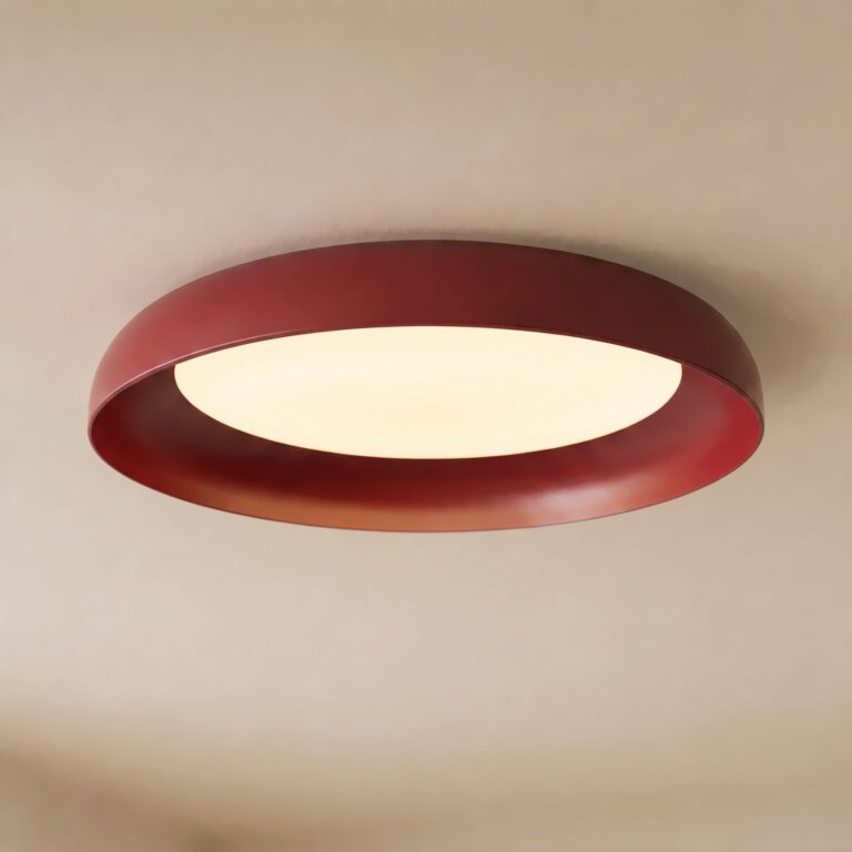 Florie LED-loftlampe, rød, metal, Ø 40 cm – Lindby - Stue - Moderne - Plastik - Plafond