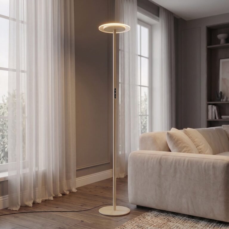Frile LED-gulvlampe, beige, dæmpbar, højde 190 cm, metal – Arcchio - Stue - Moderne - Aluminium - Med én lyskilde