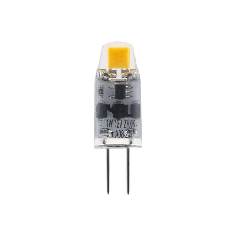 G4 1W COB LED pære, 12V - 100lm, dæmpbar, 2700K, klar glas