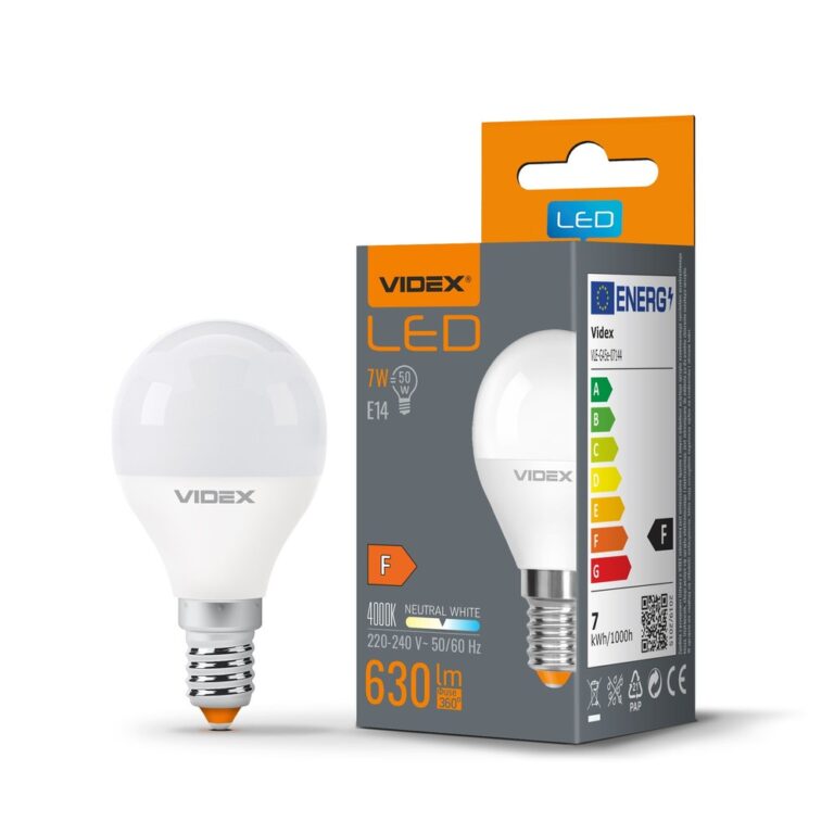 G45 LED-pære 7W E14 - neutral hvid, 230V, 630lm, forbrug 7W