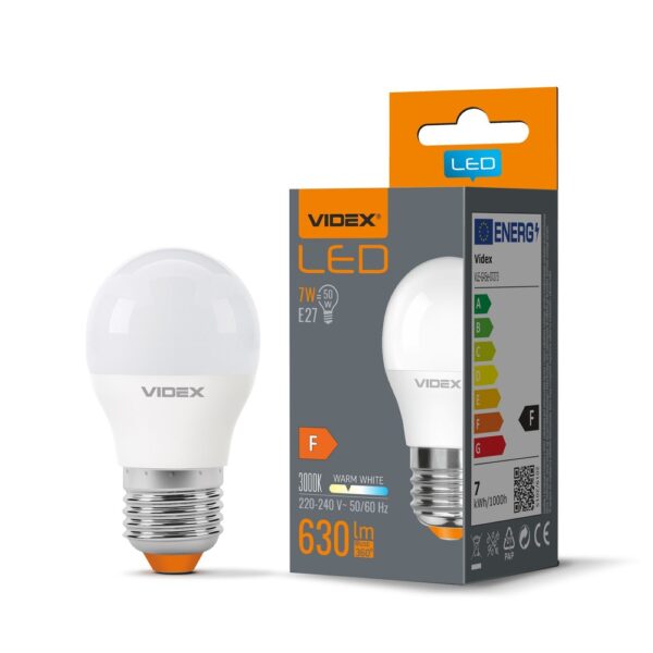 G45 LED-pære 7W E27 - varm hvid, 230V, 630lm, forbrug 7W