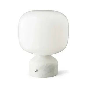 GEJST - Meemo LED-batteridrevet bordlampe, hvid marmor, glas