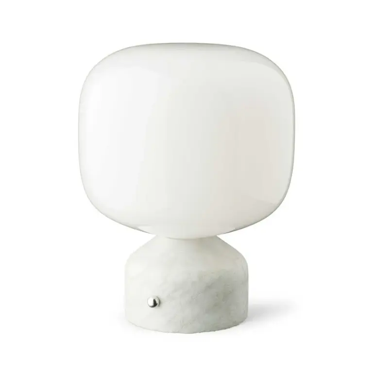 GEJST - Meemo LED-batteridrevet bordlampe, hvid marmor, glas