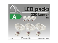 GRIPO LED spot pære GU10 3W CRI80 3stk 3000K 200Lm >120gr. 60x58 2835SMD 6stk - 1698636