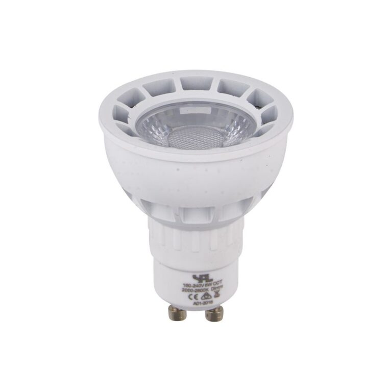 GU10 5,5W DimToWarm LED pære - 2000-2800K, 40Â°, dæmpbar, hvid/nikkel front