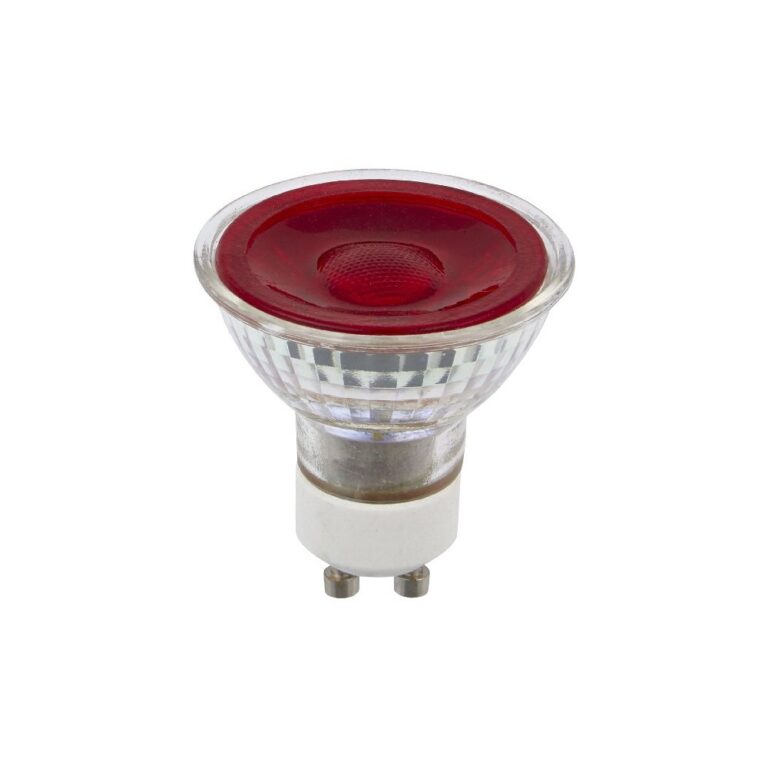 GU10 5W LED pære - Rød, 38Â°, glas, MR16, 230V