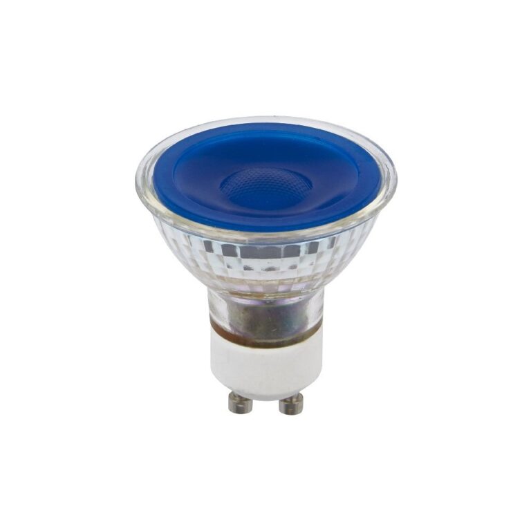 GU10 5W dæmpbar LED pære - Blå, 38Â°, glas, 25lm