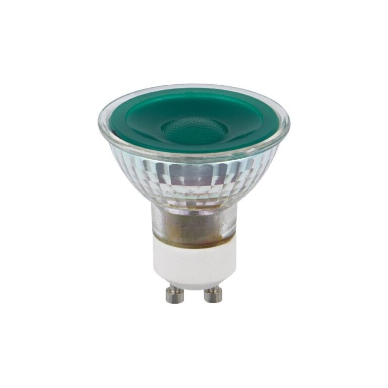 GU10 5W dæmpbar LED pære - Grøn, 38 grader, glas, 240lm