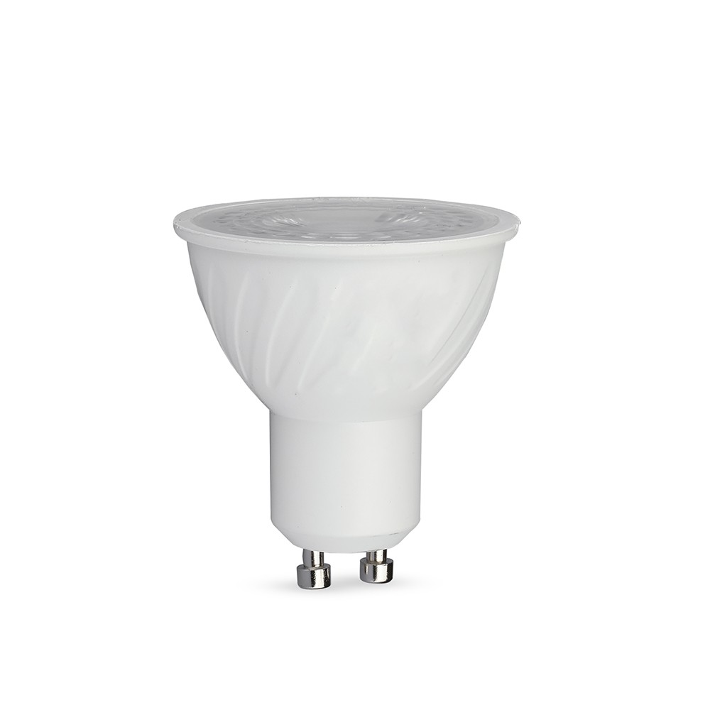 GU10 6W LED pære - 445lm, 38°, Samsung LED chip, hvid plast, erstatter 60W