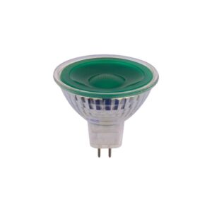 GU5.3 5W LED pære, 12V - MR16, 38°, Grøn, glas