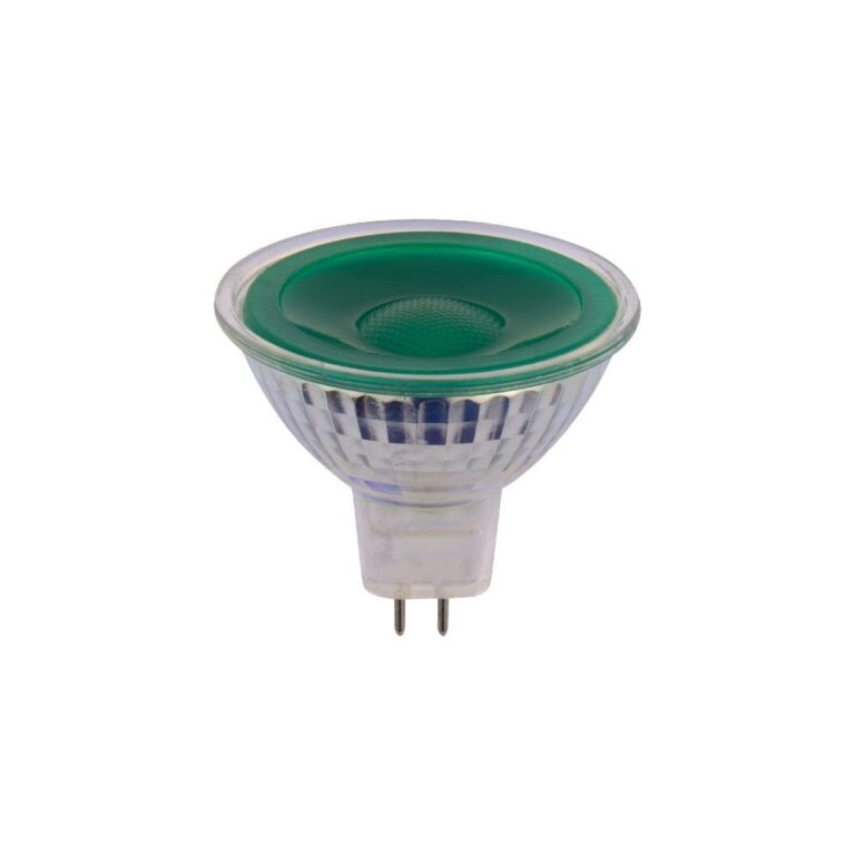 GU5.3 5W LED pære, 12V - MR16, 38Â°, Grøn, glas