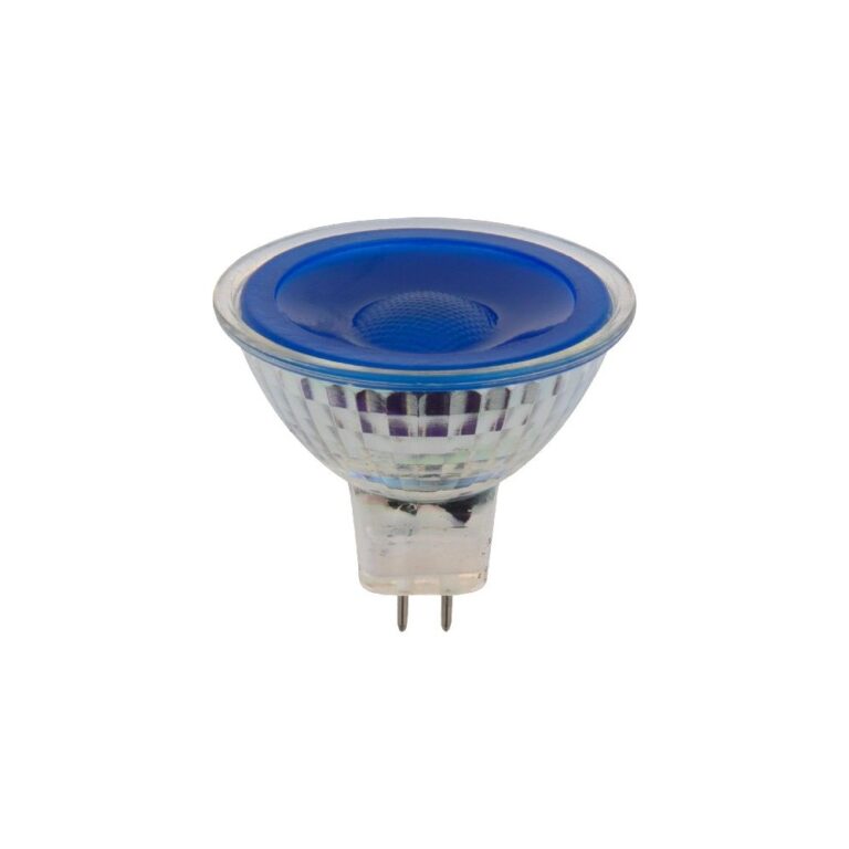 GU5.3 5W LED pære, 12V - MR16, Blå, 38 grader, glas