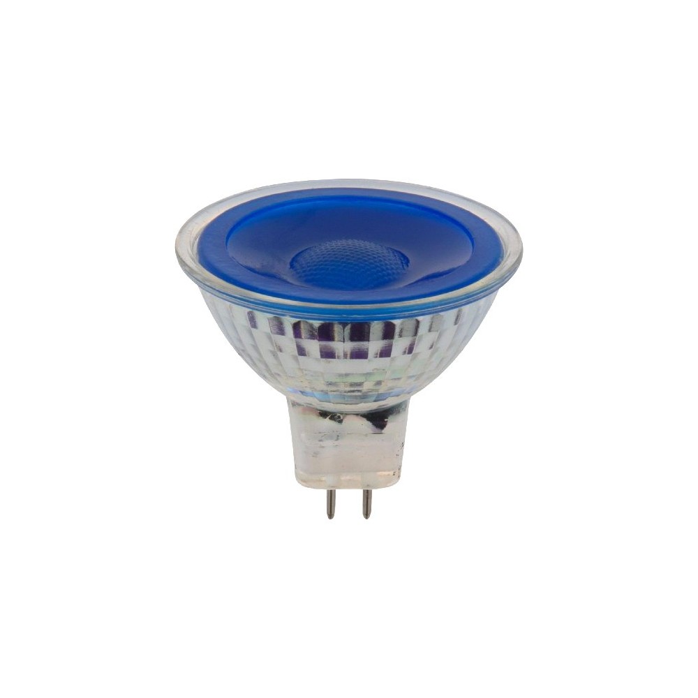 GU5.3 5W LED pære, 12V - MR16, Blå, 38 grader, glas