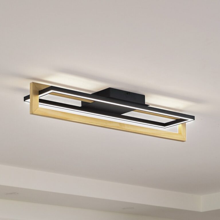 Holamu LED Loftlampe L86 Sort/Træ - Lindby - Stue - Moderne - Aluminium - Kantet