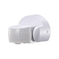 Infrarød bevægelsessensor, hvid - IP65, 180°/360°, max 600W LED, rækkevidde 12 meter, udendørs/indendørs