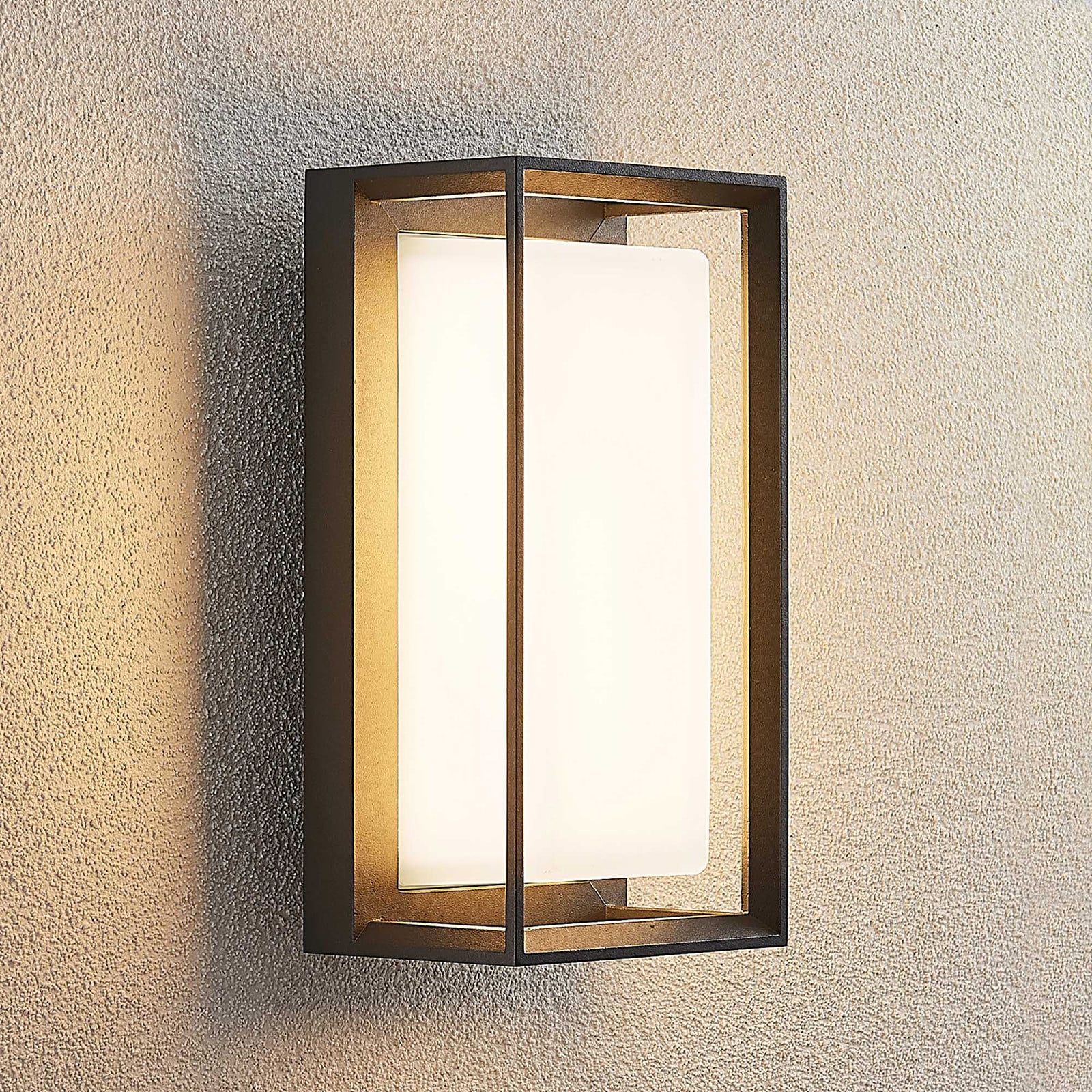 Ismera udendørs LED-væglampe, antracit/opal – Arcchio - Altan - Moderne - Metal - Kantet
