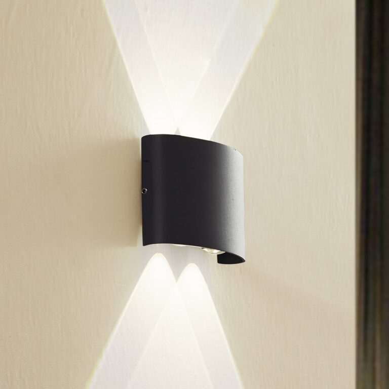 Ithan udendørs LED-væglampe, 2 lyskilder, antracit, 12 cm – Lindby - Terrasse - Moderne - Aluminium - Kantet
