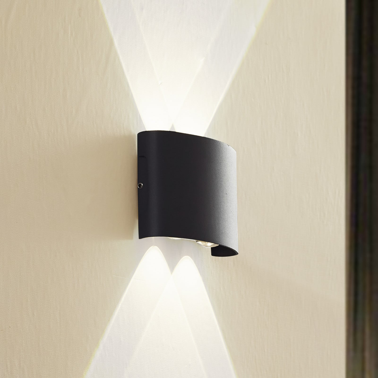 Ithan udendørs LED-væglampe, 2 lyskilder, antracit, 12 cm – Lindby - Terrasse - Moderne - Aluminium - Kantet