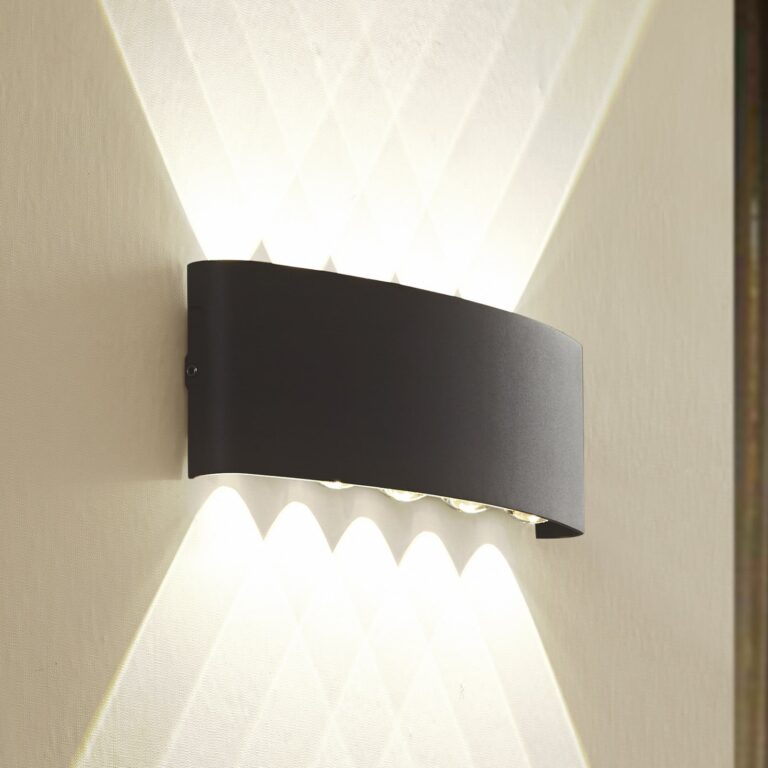Ithan udendørs LED-væglampe, 5 lyskilder, antracit, 27 cm – Lindby - Terrasse - Moderne - Aluminium - Kantet
