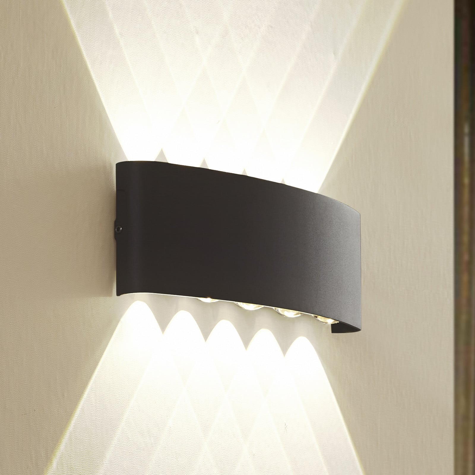 Ithan udendørs LED-væglampe, 5 lyskilder, antracit, 27 cm – Lindby - Terrasse - Moderne - Aluminium - Kantet