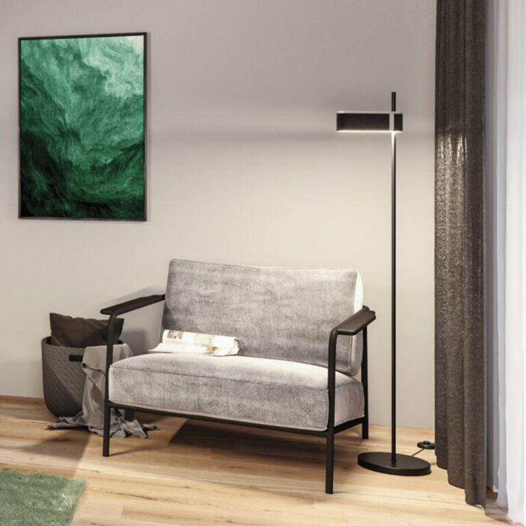 Jagun LED-gulvlampe med 3-trins dæmpning, antracit – Paulmann - Stue - Moderne - Stof / tekstil - Med én lyskilde