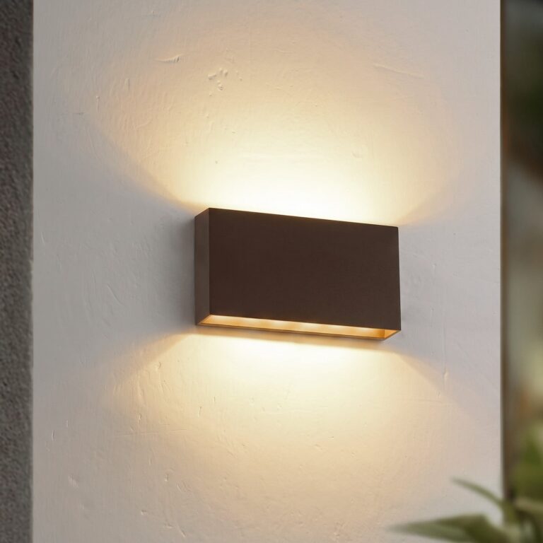 Jarte udendørs LED-væglampe, 20 cm, brun, IP65 – Lucande Lindby - Moderne - Plastik - Kantet