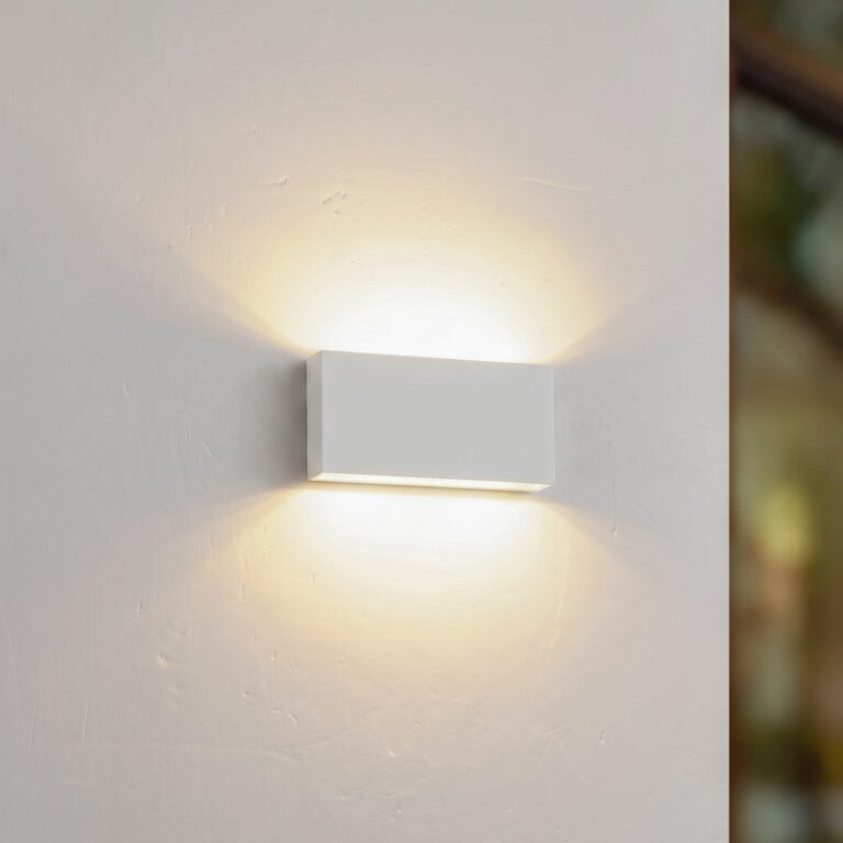 Jarte udendørs LED-væglampe, 20 cm, hvid, IP65 – Lucande Lindby - Moderne - Plastik - Kantet