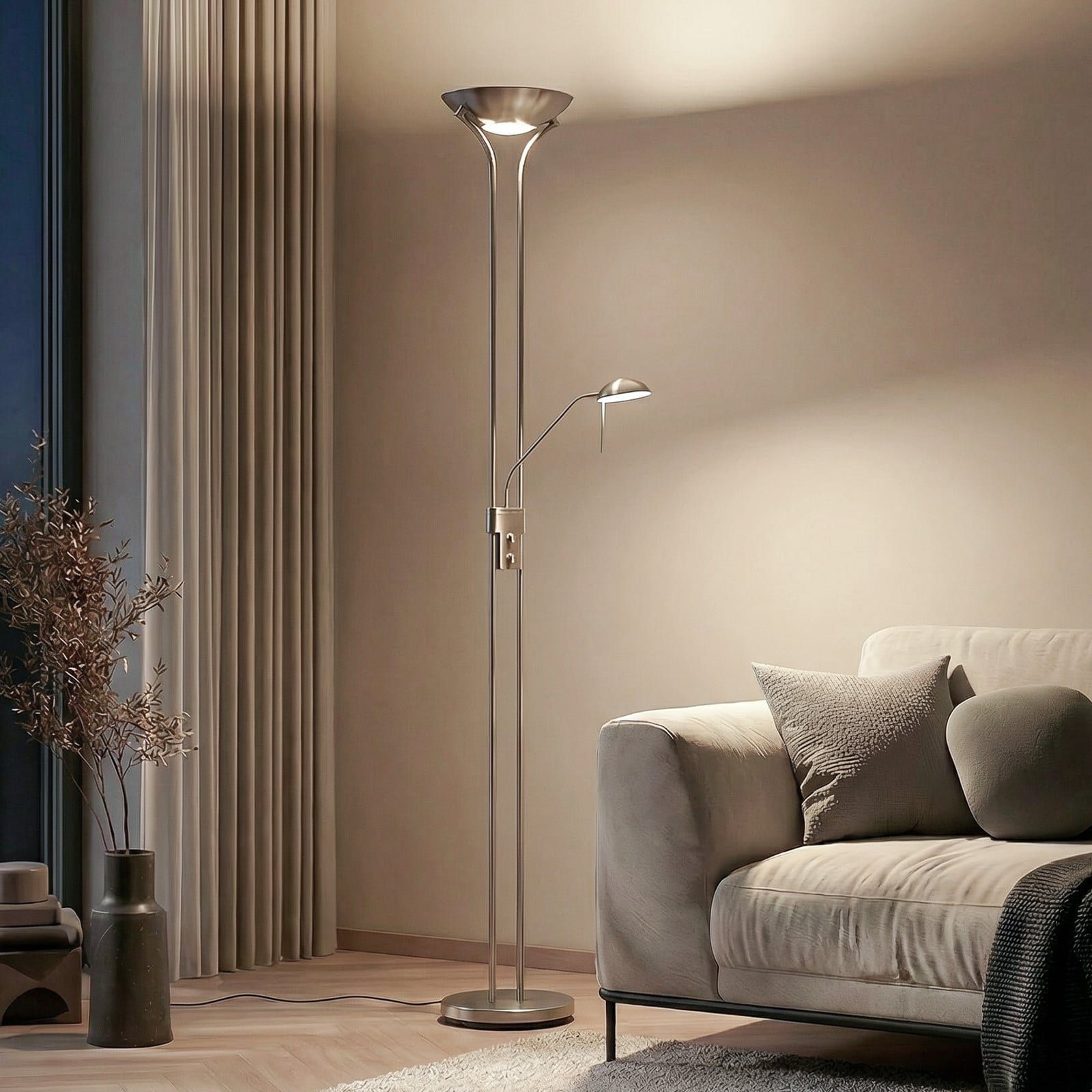 Josefin LED Gulvlampe Nickel Lindby - Stue - Moderne - Metal - Rund