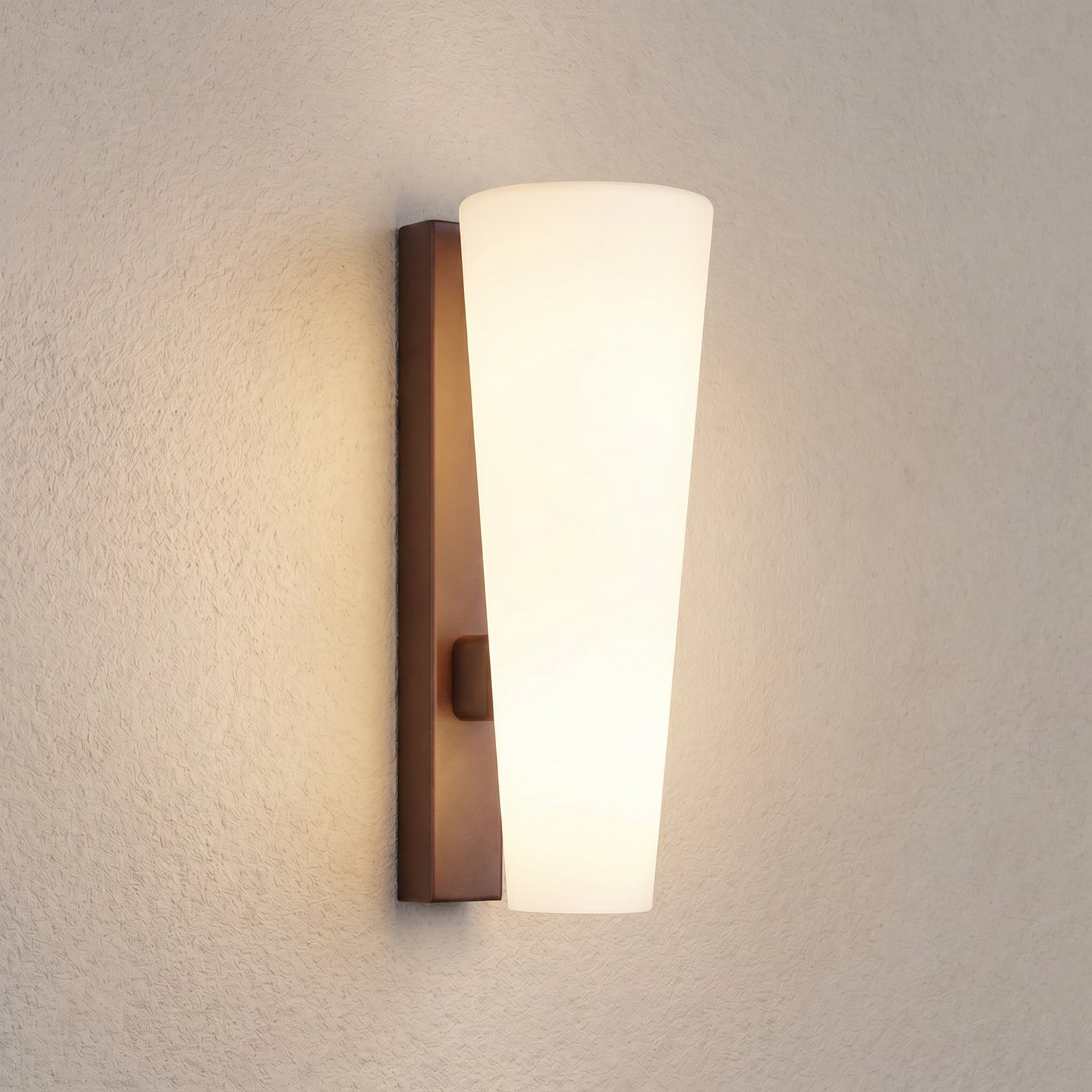 Jovra udendørs LED-væglampe, corten, højde 32 cm - Lucande - Moderne - Glas - Med én lyskilde