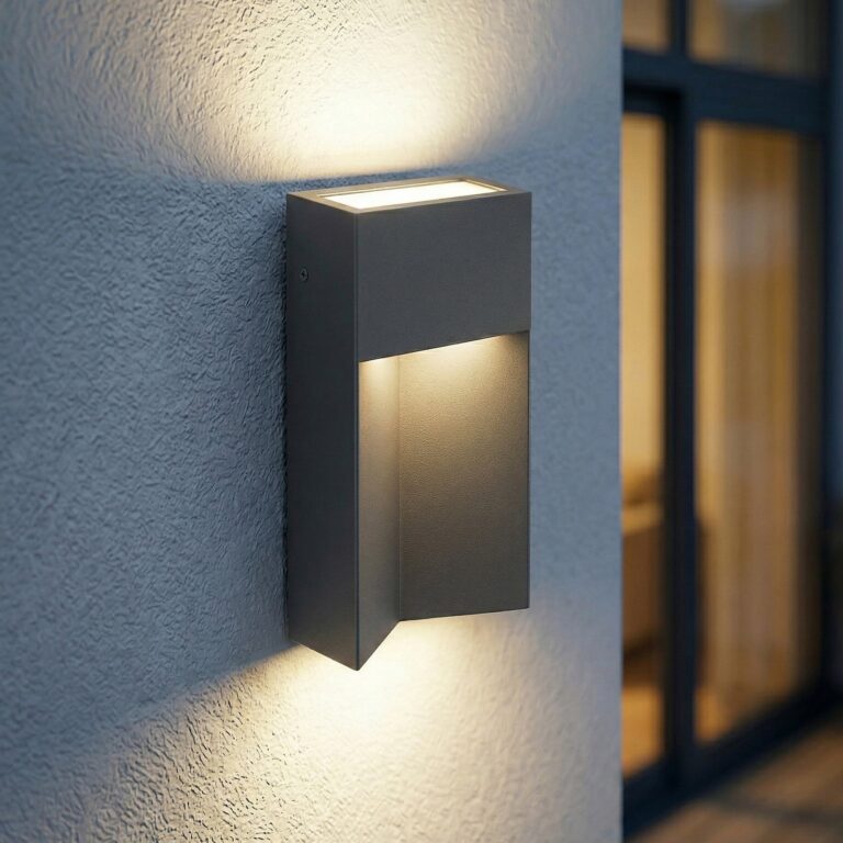 Kaholo udendørs LED-væglampe, CCT, sort, kantet – Lucande - Moderne - Aluminium