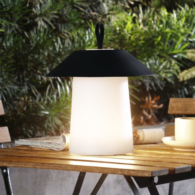 Kalina LED Portable Udendørs Bordlampe Sort/Hvid - Lindby - Altan - Moderne - Plastik - Med skærm