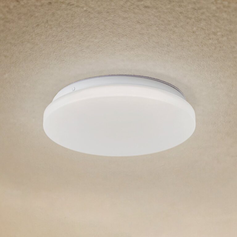 Kirkola LED udendørs loftlampe, 3000 K, Ø 26 cm, hvid – Lindby - Kælder - Plastik - Rund