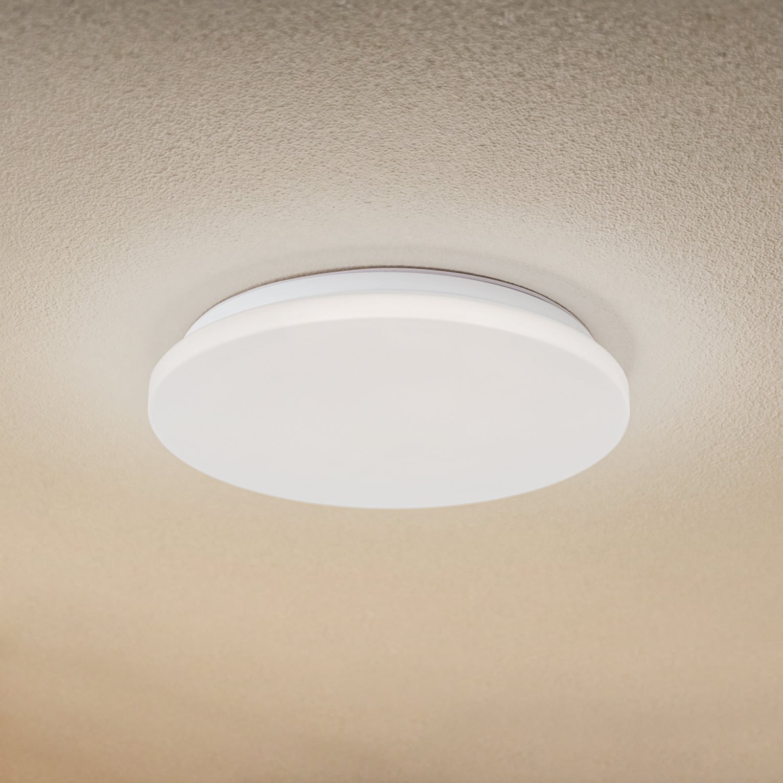 Kirkola LED udendørs loftlampe, 3000 K, Ø 34 cm, hvid – Lindby - Kælder - Plastik - Rund