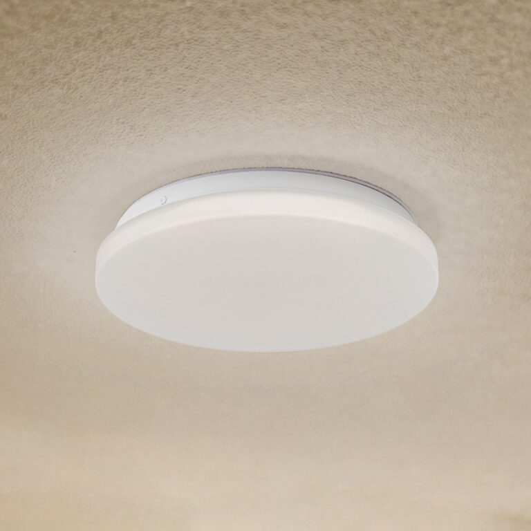 Kirkola LED udendørs loftlampe, 4000 K, Ø 26 cm, hvid – Lindby - Kælder - Plastik - Rund