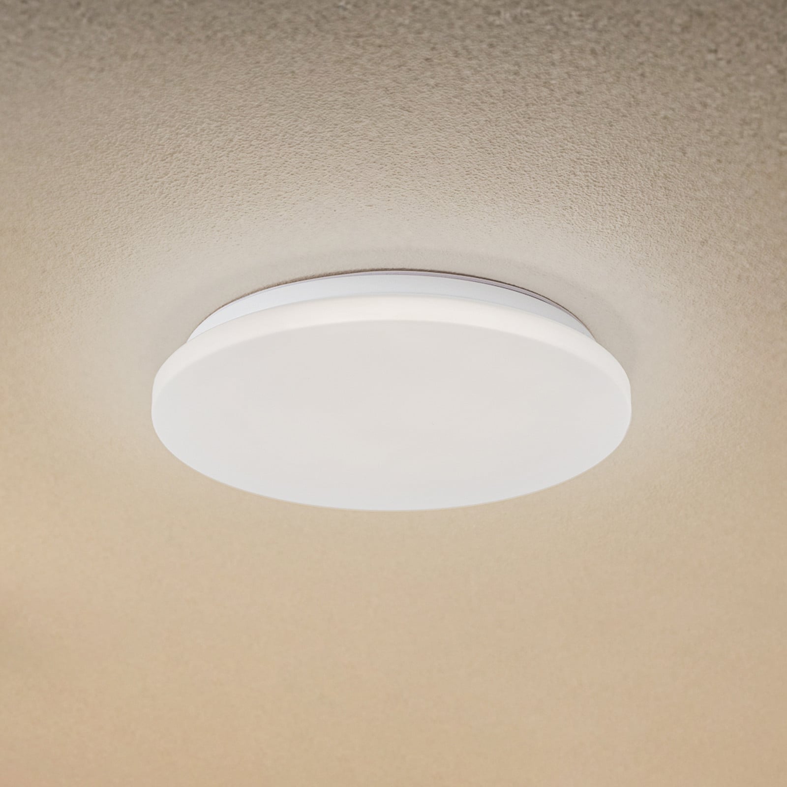 Kirkola LED udendørs loftlampe, 4000 K, Ø 34 cm, hvid – Lindby - Kælder - Plastik - Rund
